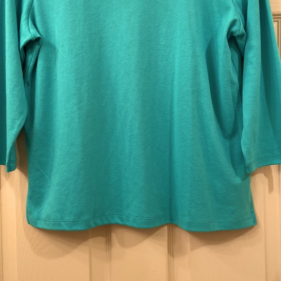 Alfred Dunner Top Jersey 3/4 Sleeve Green/Blue WM SZ S Petite Rhinestones 🥰 - Picture 5 of 12